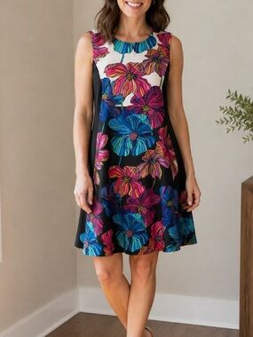 NWT Joseph Ribkoff Floral Sleeveless A-Line Dress